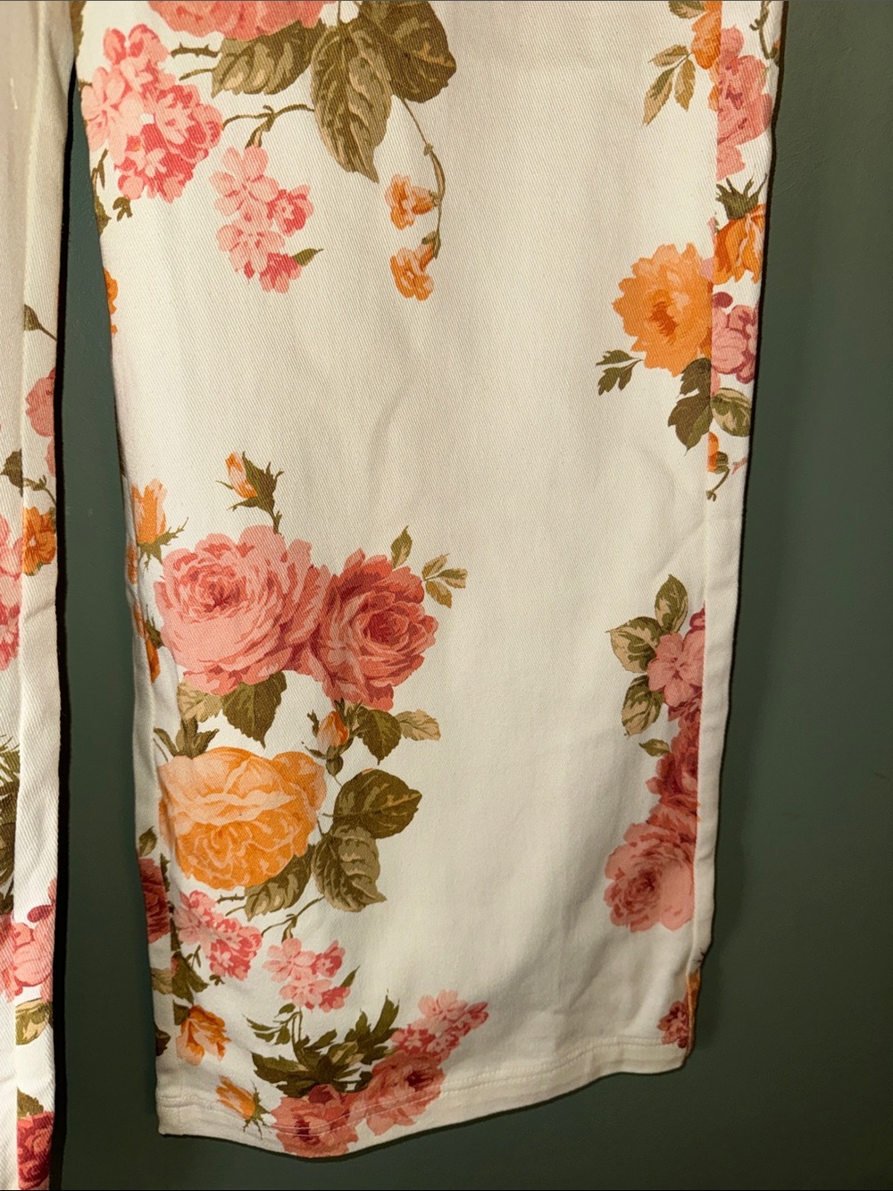 Entro Viviana Cream Floral Denim Matching Set Wide Leg Peplum Large - Picture 6 of 12
